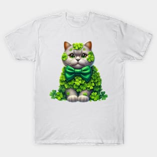 Clover British Shorthair Cat St Patricks Day T-Shirt